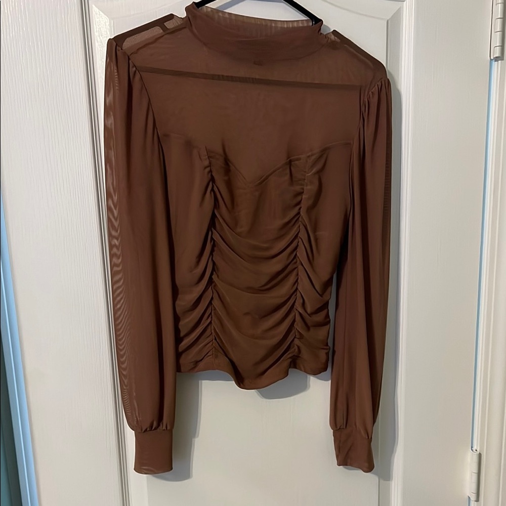 Almost Famous Brown Ruched Blouse